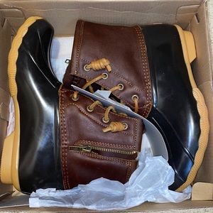 NWT Sperry Top-Sider SALTWATER TAN/DK BROWN Rain Boots